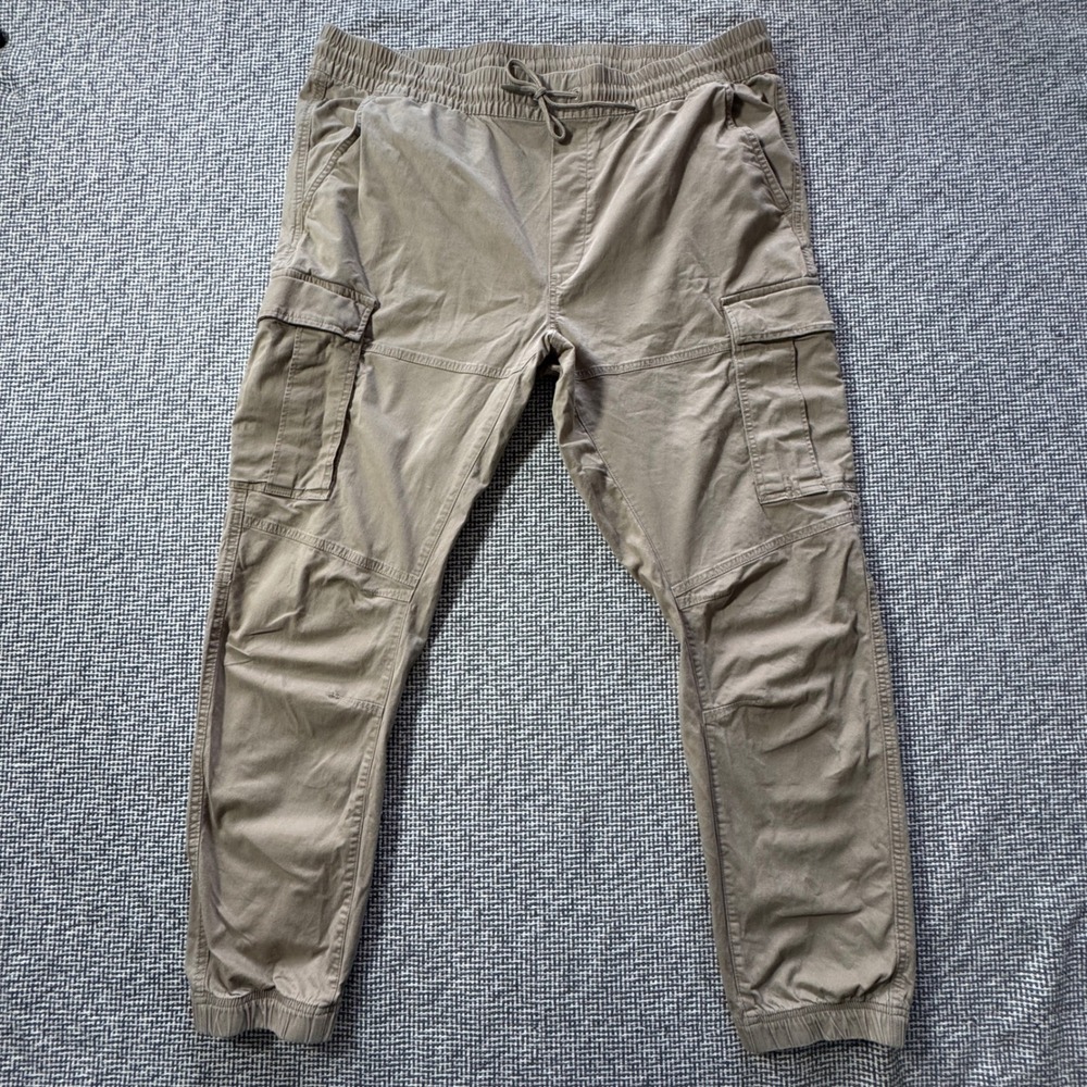 HM Mens Slim Fit Cargo Joggers Khaki Tan Elastic Waist Pants Size XXL